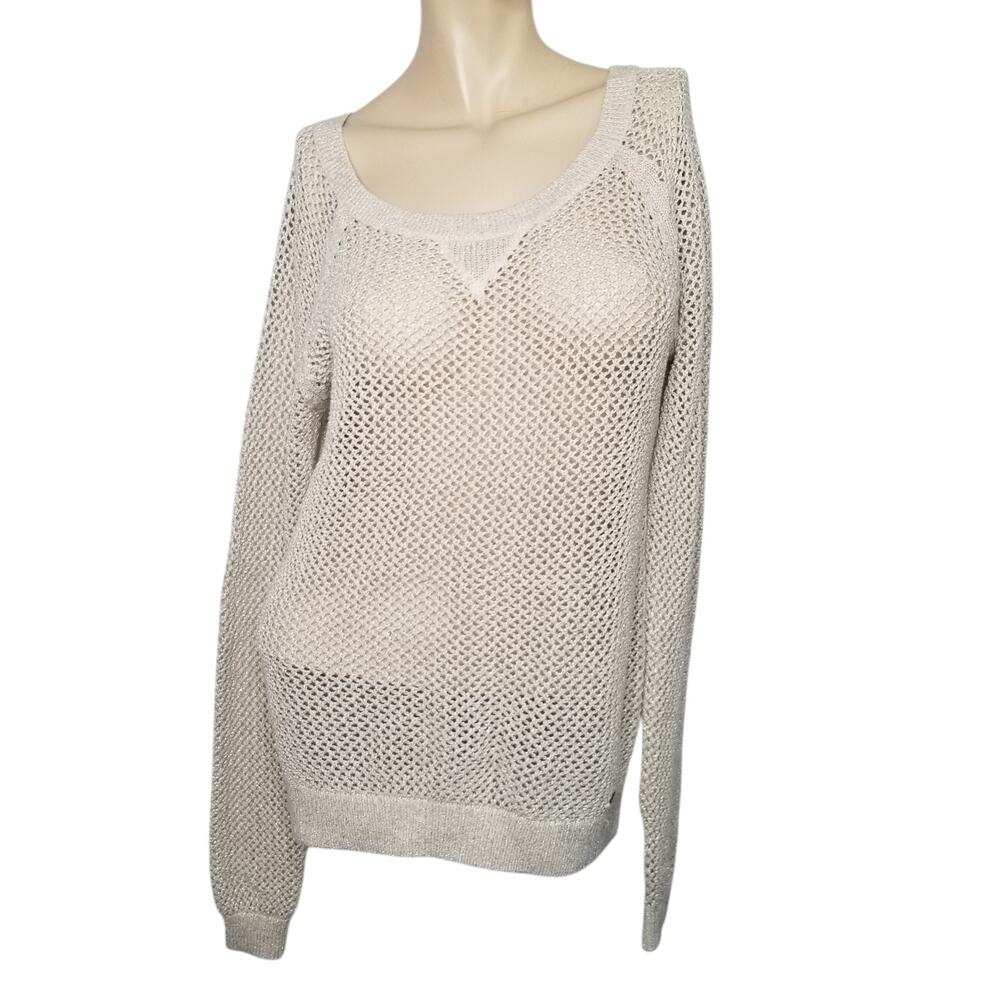 Hollister Y2K Vintage Open Knit Metallic Sweater Top Medium Indie Sleeze Punk